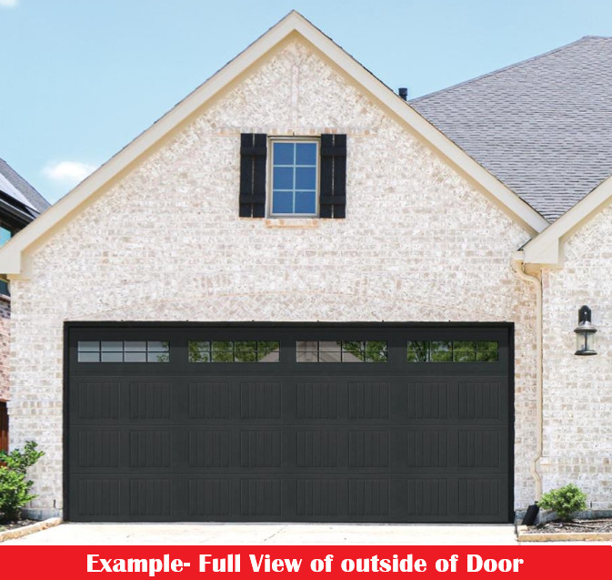 Brick house with black garage door